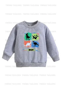 twins tailors Skateboarding Cat Printed 3 Pack Unisex Saks Blue-Grey-Navy Blue Crew Neck Kids Sweatshirt - Image 4
