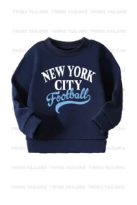 twins tailors Astronaut and Football Printed 3-Pack Unisex Crew Neck Beige-Navy-Brown Kids Sweatshirt - Image 6
