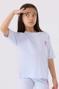 US Polo Assn. U.s. Polo Shirt Assn Girls' Purple Bermuda Set - Image 2