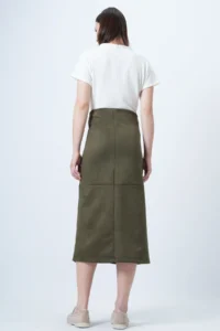 Trend Alaçatı Stili Women's Khaki Hidden Zipper Stitching Detailed Faux Suede Maxi Length Skirt Alc-X14407 - Image 5