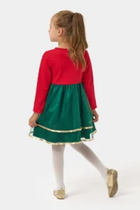 Minipodyum Satin Detailed with pompom Girls' New year her dress - Image 4