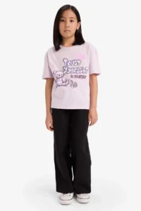 DeFacto Relax Fit Crew Neck Back Printed Short Sleeve T-Shirt Girl Child - Image 2