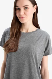 DeFacto Anthracite Women T-Shirt E9333AX/AR53 - Image 4