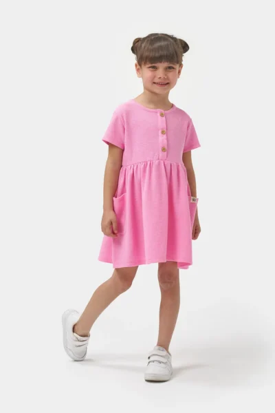 Minipodyum Girls Summer Waffle with Pockets Casual Dress