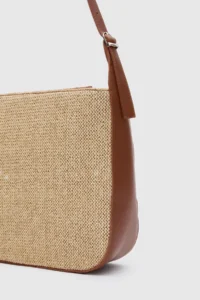 Shule Bags Valenza Wicker Look Shoulder Bag Tan - Image 3