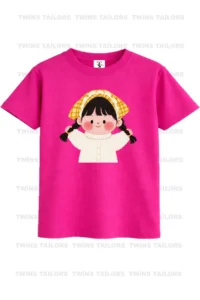 twins tailors Ribbon and Cute Girl Printed 3-Pack Blue-Pink-Green Girls' T-Shirt - Image 2