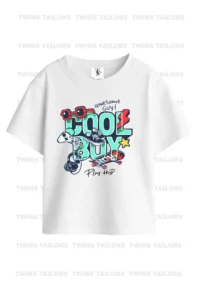 twins tailors Cool Boy And Teddy Bear Printed 3-Pack Unisex Black-White-Green Kids T-Shirt - Image 2