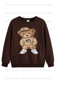 twins tailors Teddy bear Printed 3 Pack Unisex Beige-Black-Brown Kids Sweatshirt - Image 2