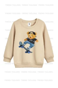 twins tailors Teddy bear Printed 3 Pack Unisex Beige-Black-Brown Kids Sweatshirt - Image 4