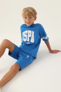 US Polo Assn. BASE. Polo Assn Licensed Glitter Brown Boy Bermuda Suit - Image 3