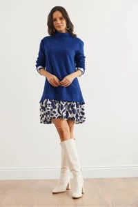 Olalook Women's Navy Blue Ecru Garnish Thessaloniki Dress - Image 5