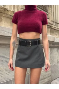 Cool & Sexy Women Gray Arched Shorts Skirt - Image 4