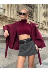 Cool & Sexy Women Gray Arched Shorts Skirt - Image 6