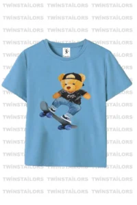 twins tailors Surfing Printed 3 Pack Unisex Light Blue-White-Navy Blue Children's T-Shirt - Image 4