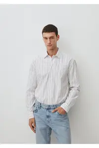 Mavi Striped White Shirt Regular Fit / Normal Cut -70092