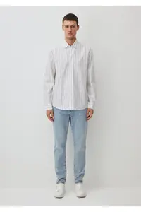 Mavi Striped White Shirt Regular Fit / Normal Cut -70092 - Image 2