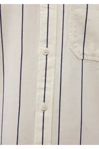 Mavi Navy Blue Striped Ecru Shirt Slim Fit / Slim Cut -70490 - Image 6