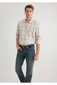 Mavi Checkered Ecru (TENCEL™) Lyocell Shirt Slim Fit / Slim Fit -89583 - Image 2