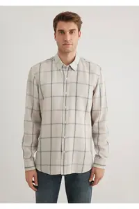 Mavi Checkered Ecru (TENCEL™) Lyocell Shirt Slim Fit / Slim Fit -89583 - Image 3