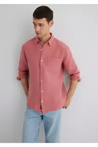 Mavi Pink Linen Shirt Regular Fit / Normal Cut -71104 - Image 2
