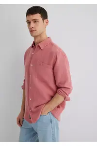Mavi Pink Linen Shirt Regular Fit / Normal Cut -71104 - Image 3