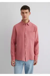 Mavi Pink Linen Shirt Regular Fit / Normal Cut -71104 - Image 4