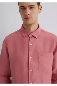 Mavi Pink Linen Shirt Regular Fit / Normal Cut -71104 - Image 6