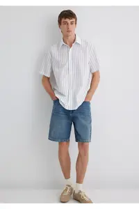 Mavi Gray Striped White Shirt Regular Fit / Normal Cut -70096 - Image 3