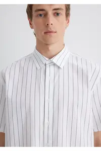 Mavi Gray Striped White Shirt Regular Fit / Normal Cut -70096 - Image 6