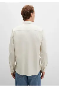 Mavi Beige Pocket Shirt Regular Fit / Normal Cut -70134 - Image 4