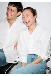 Mavi M Heart Embroidered White Shirt Oversize / Wide Cut -620 - Image 2