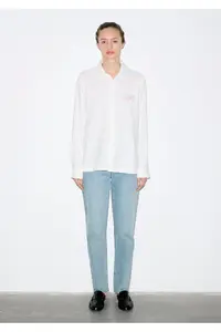 Mavi M Heart Embroidered White Shirt Oversize / Wide Cut -620 - Image 8