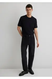Mavi Textured Black Basic T-Shirt Regular Fit / Normal Cut -900 - Image 2
