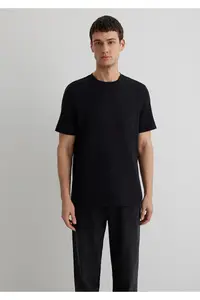 Mavi Textured Black Basic T-Shirt Regular Fit / Normal Cut -900 - Image 4