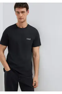 Mavi Logo Printed Black Interlock T-Shirt Slim Fit / Slim Fit -900