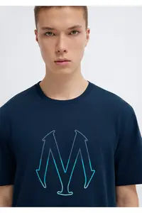 Mavi Logo Printed Navy Blue T-Shirt Regular Fit / Normal Cut -70490 - Image 6