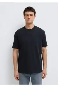 Mavi Crew Neck Black Basic T-Shirt Loose Fit / Loosely Comfortable Cut -900 - Image 3