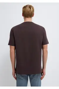 Mavi Crew Neck Brown Basic T-Shirt Loose Fit / Loosely Comfortable Cut -88083 - Image 5