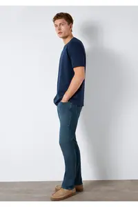 Mavi Crew Neck Navy Blue Basic T-Shirt Loose Fit / Loosely Comfortable Cut -70497 - Image 2