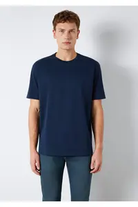 Mavi Crew Neck Navy Blue Basic T-Shirt Loose Fit / Loosely Comfortable Cut -70497 - Image 4