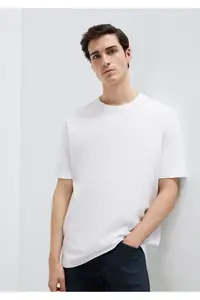 Mavi Crew Neck White Basic T-Shirt Loose Fit / Loosely Comfortable Cut -620