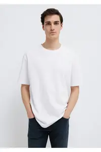Mavi Crew Neck White Basic T-Shirt Loose Fit / Loosely Comfortable Cut -620 - Image 2