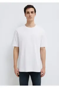 Mavi Crew Neck White Basic T-Shirt Loose Fit / Loosely Comfortable Cut -620 - Image 3