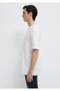 Mavi Crew Neck White Basic T-Shirt Loose Fit / Loosely Comfortable Cut -620 - Image 4
