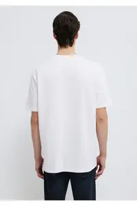 Mavi Crew Neck White Basic T-Shirt Loose Fit / Loosely Comfortable Cut -620 - Image 5
