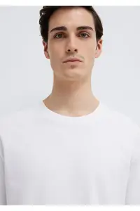 Mavi Crew Neck White Basic T-Shirt Loose Fit / Loosely Comfortable Cut -620 - Image 6