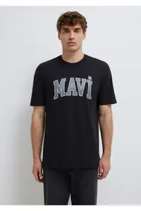 Mavi Logo Printed Black T-Shirt Loose Fit -900 - Image 2