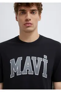 Mavi Logo Printed Black T-Shirt Loose Fit -900 - Image 5