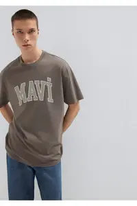 Mavi Logo Printed Brown T-Shirt Loose Fit -91601 - Image 2