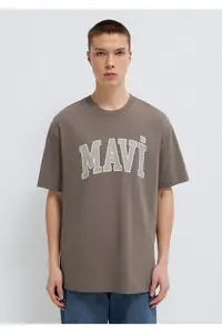 Mavi Logo Printed Brown T-Shirt Loose Fit -91601 - Image 3